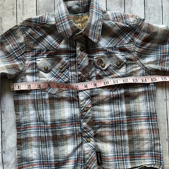 Wrangler retro boys plaid snap long sleeve western shirt - Picture 13 of 14